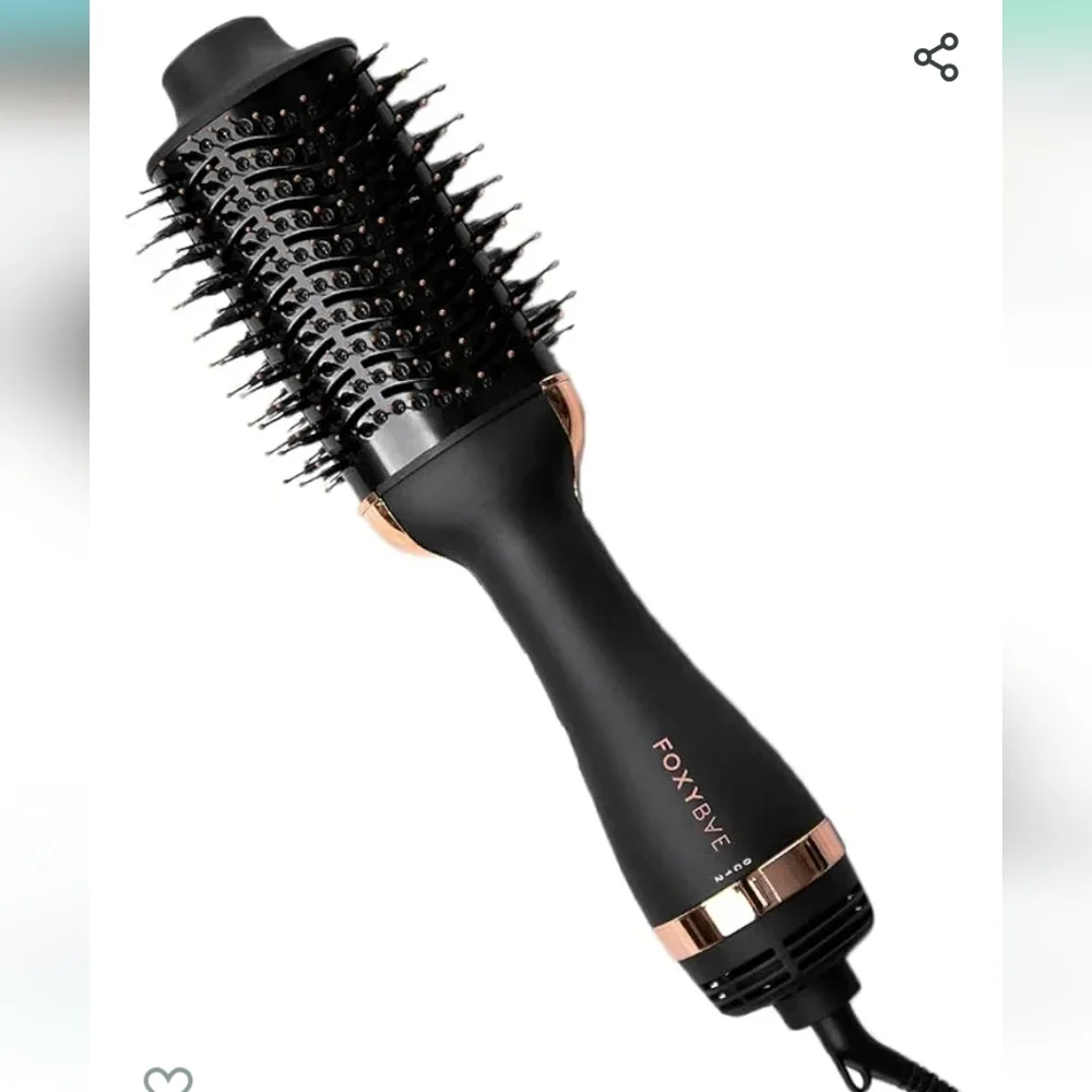 FoxyBae Black & Rose Gold Hot Air Round Brush - Volumizing Hair Styler - Picture 1 of 6